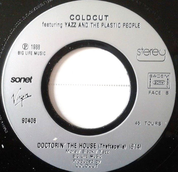 Coldcut Featuring Yazz And The Plastic People - Doctorin' The House Vinyl Singles Vinyl Very Good (VG) <br> Hoes Good Plus (G+)