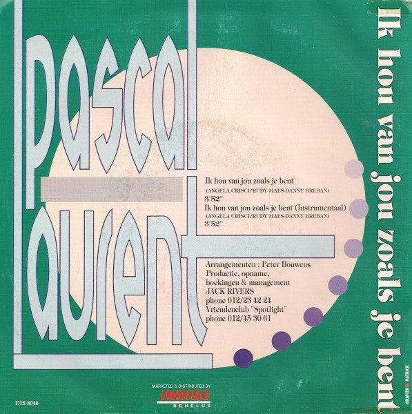 Pascal Laurent - Ik Hou Van Jou Zoals Je Bent Vinyl Singles Vinyl Very Good (VG) <br> Hoes Good Plus (G+)