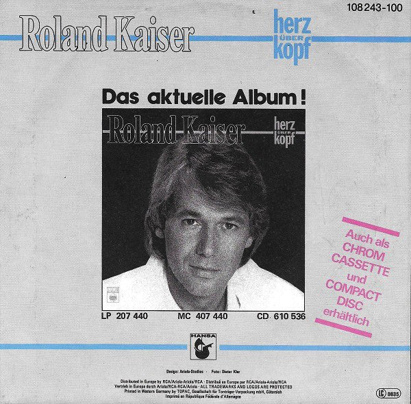 Roland Kaiser - Midnight Lady Vinyl Singles Vinyl Very Good (VG) <br> Hoes Good Plus (G+)