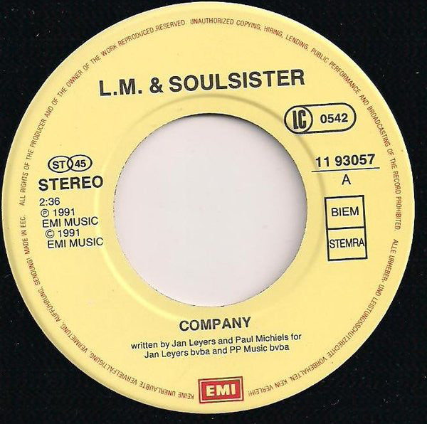 L.M. & Soulsisters - Company (B-Keus) Vinyl Singles