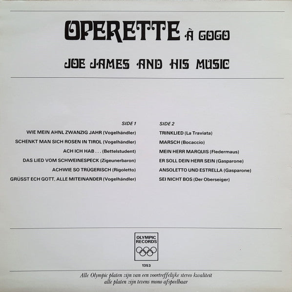 Joe James And His Music - Operette A Gogo (LP) Vinyl LP Vinyl Very Good (VG) <br> Hoes Good Plus (G+)