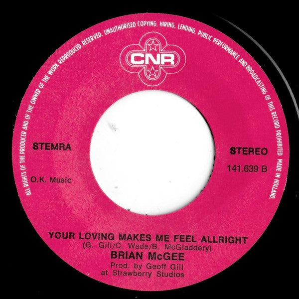 Brian McGee - I Need A Holiday Vinyl Singles Vinyl Very Good (VG) <br> Hoes Good Plus (G+)