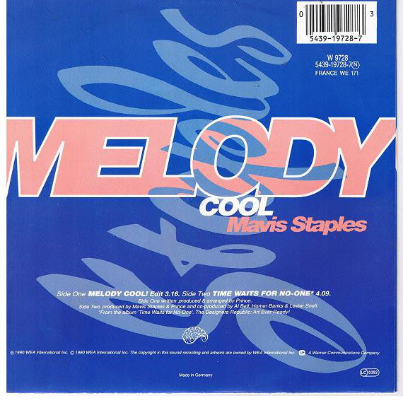 Mavis Staples - Melody Cool Vinyl Singles Vinyl Very Good (VG) <br> Hoes Good Plus (G+)