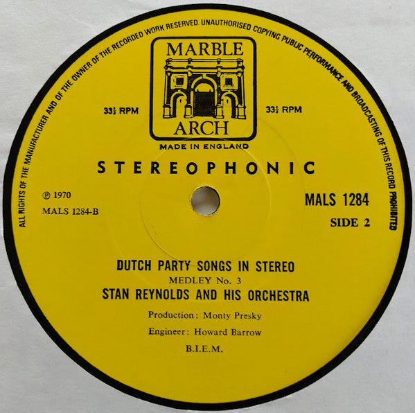 Stan Reynolds And His Orchestra - Dutch Party Songs In Stereo (LP) Vinyl LP