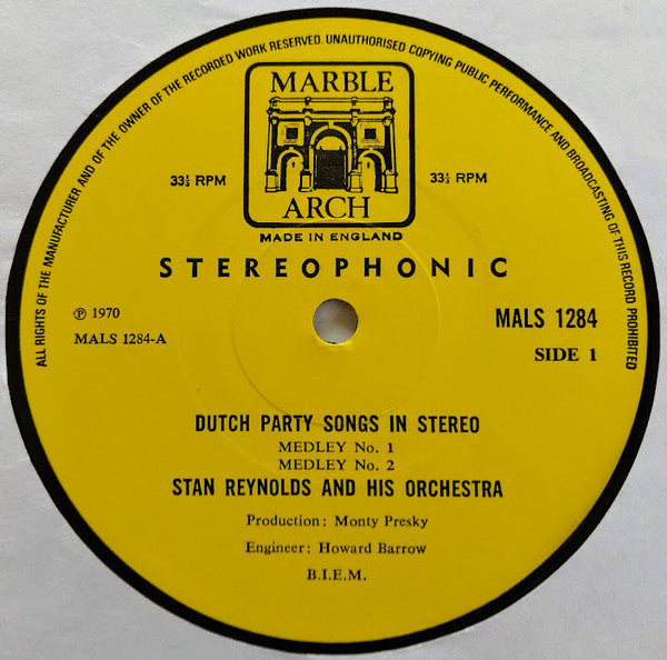 Stan Reynolds And His Orchestra - Dutch Party Songs In Stereo (LP) Vinyl LP