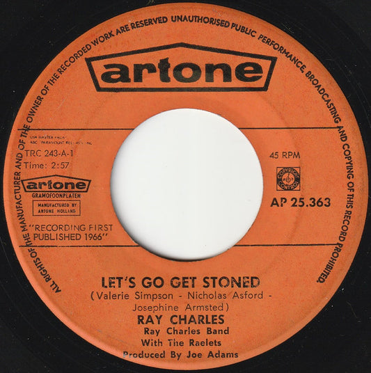 Ray Charles - Let's Go Get Stoned Vinyl Singles Media: VG+ / Sleeve: G+ "VINYLSINGLES.NL"
