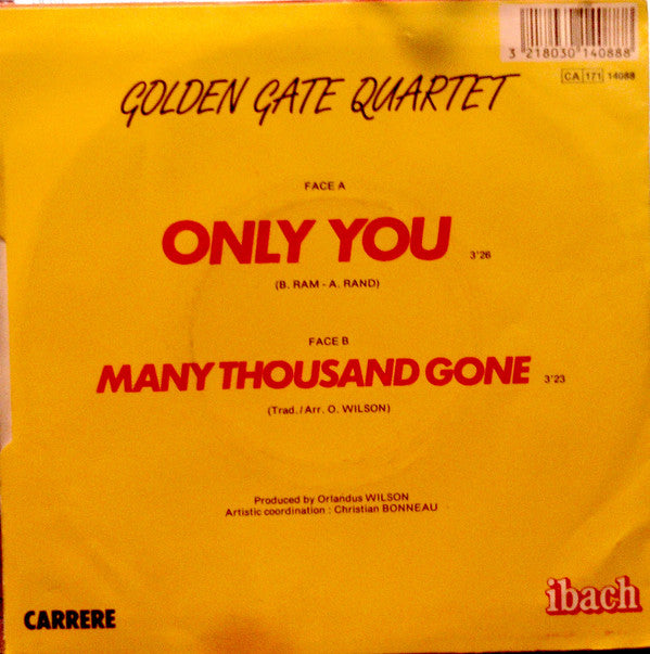 Golden Gate Quartet - Only you Vinyl Singles Vinyl Very Good (VG) <br> Hoes Good Plus (G+)