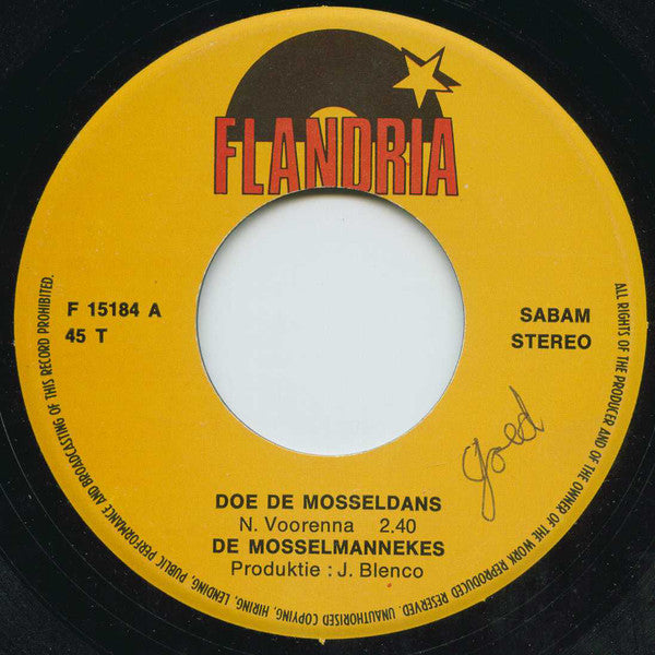Mosselmannekes - Doe De Mosseldans Vinyl Singles Vinyl Very Good (VG) <br> Hoes Good Plus (G+)