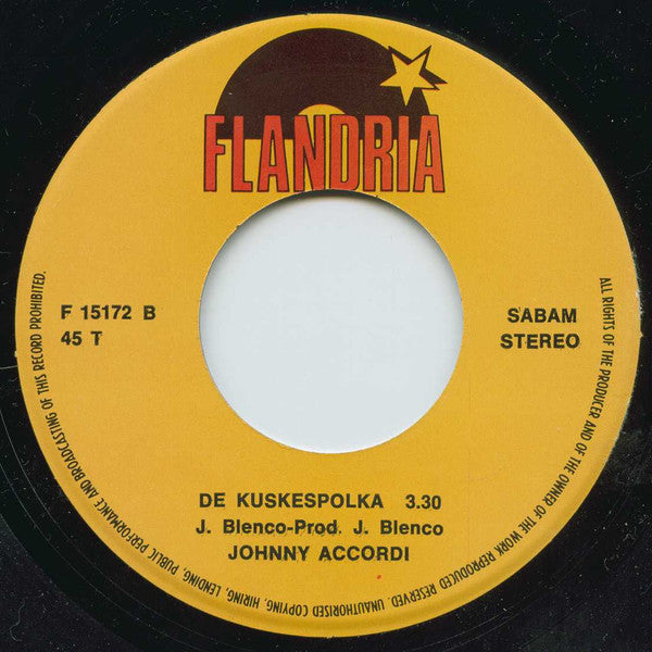 Johnny Accordi - La Plus Belle Valse Vinyl Singles Vinyl Very Good (VG) <br> Hoes Good Plus (G+)