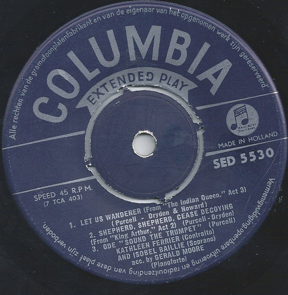 Kathleen Ferrier And Isobel Baillie With Gerald Moore - I Will Lay Me Down In Peace 18801 Vinyl Singles EP Vinyl Very Good (VG) <br> Hoes Good Plus (G+)