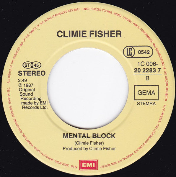 Climie Fisher - Rise To The Occasion Vinyl Singles Vinyl Very Good (VG) <br> Hoes Good Plus (G+)