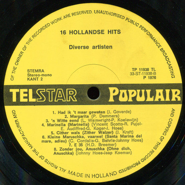 Various - 16 Hollandse Hits (LP) Vinyl LP