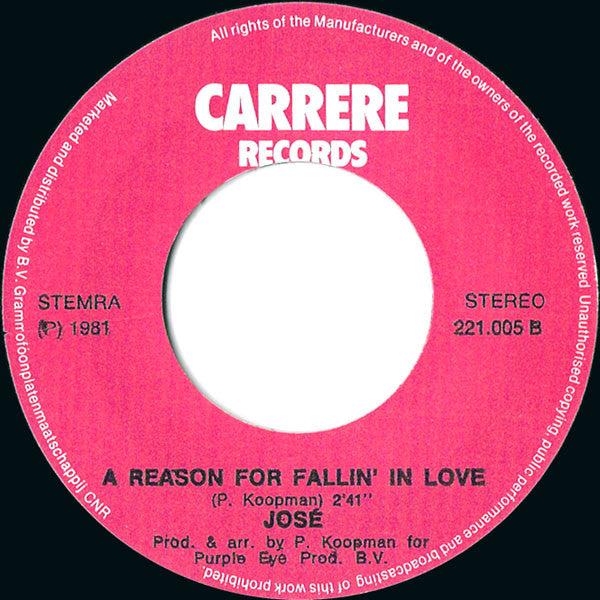 Jose - I'm So Sorry Vinyl Singles Vinyl (VG) <br> Hoes (G+)