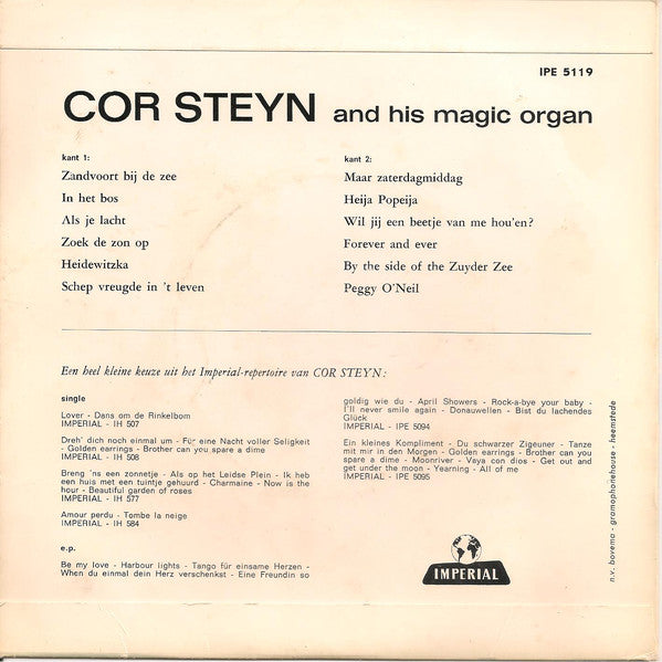 Cor Steyn And His Magic Organ - Marspotpourri 1,2 Walspotpourri 1,2 39971 Vinyl Singles EP Vinyl Very Good (VG) <br> Hoes Good Plus (G+)