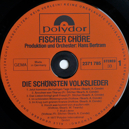 Fischer Chöre - Die Schönsten Volkslieder (LP)