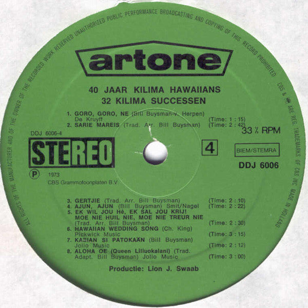 Kilima Hawaiians - ** Jaar Kilima Hawaiians (LP) Vinyl LP Vinyl Very Good (VG) <br> Hoes Good Plus (G+)