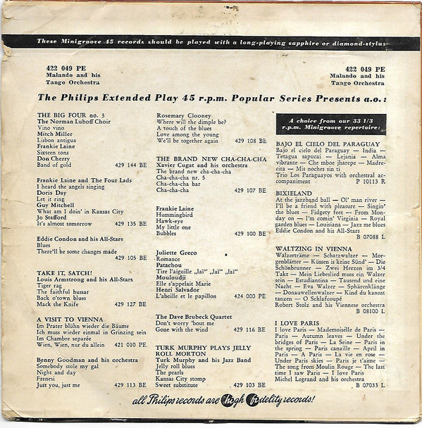 Malando And His Tango Orchestra - Campanillas 41396