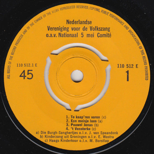 Burgh-Sanghertjes / Kinderzang uit Groningen / Haags Kinderkoor - Zing 'Ns Mee Van De Zee 23260 Vinyl Singles EP Vinyl Zeer Goed / Hoesje Goed "VINYLSINGLES.NL"