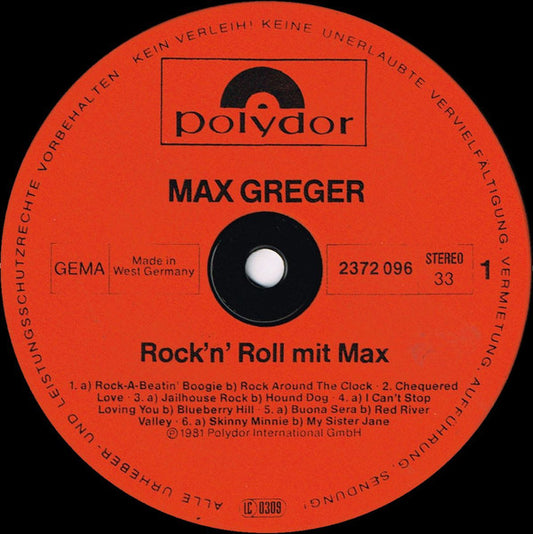Max Greger - Rock 'N' Roll Mit Max (LP)