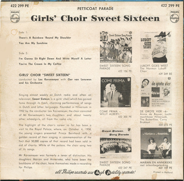 Sweet Sixteen - Petticoat Parade Vinyl Singles EP Vinyl Very Good (VG) <br> Hoes Good Plus (G+)