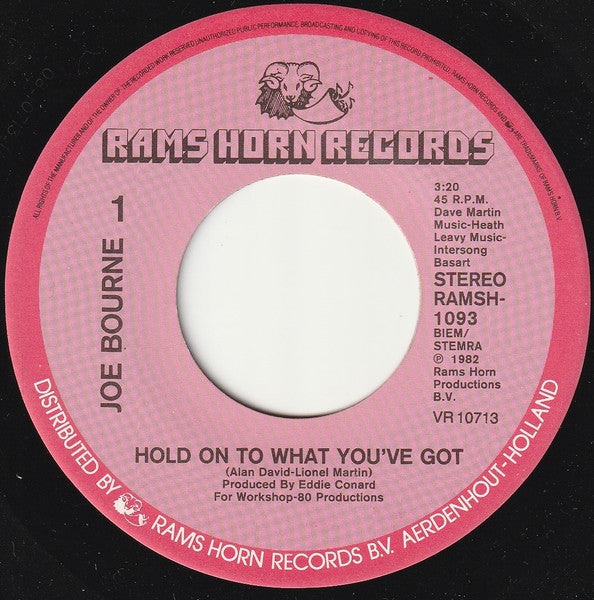 Joe Bourne - Hold On To What You've Got Vinyl Singles