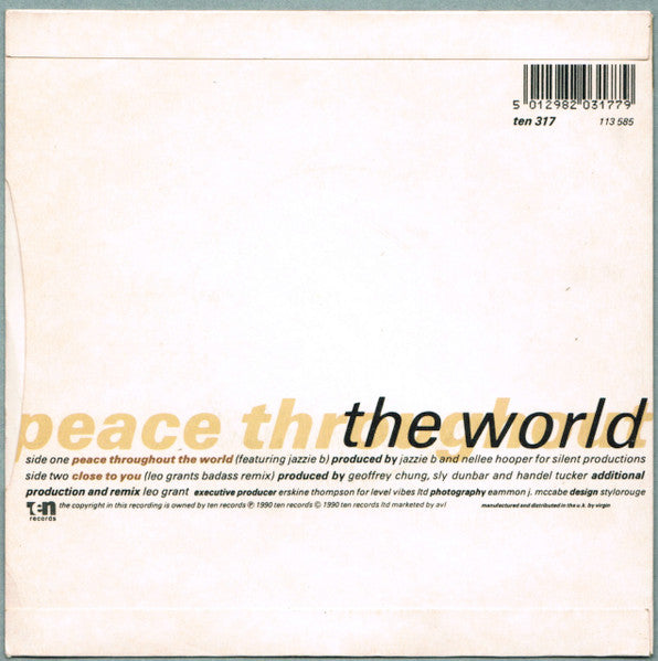 Maxi Priest - Peace Throughout The World Vinyl Singles Vinyl Very Good (VG) <br> Hoes Good Plus (G+)