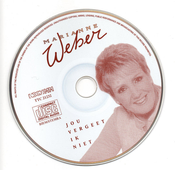 Marianne Weber - Jou Vergeet Ik Niet (CD) Compact Disc Vinyl Very Good (VG) <br> Hoes Good Plus (G+)