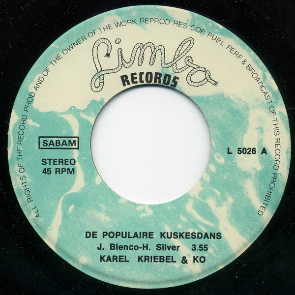 Karel Kriebel + Ko - De Populaire Kuskesdans Vinyl Singles Vinyl Very Good (VG) <br> Hoes Good Plus (G+)
