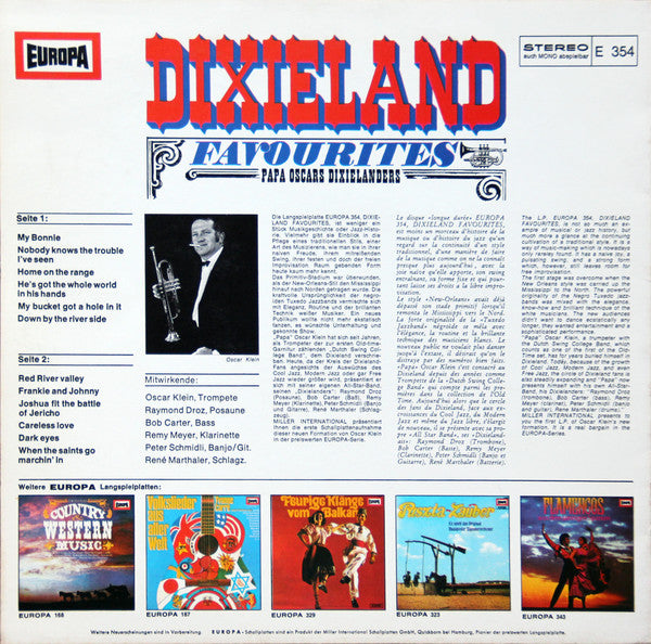 Papa Oscars Dixielanders - Dixieland Favourites (LP) Vinyl LP Vinyl Very Good (VG) <br> Hoes Good Plus (G+)