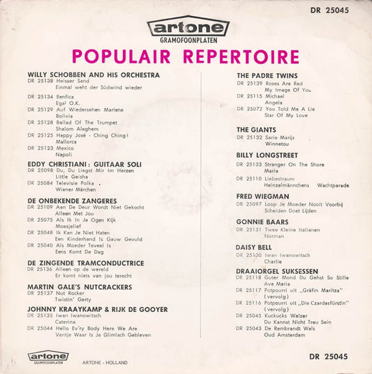 Draaiorgel "De Duif" / Draaiorgel "De Zeventiger" - Du Kannst Nicht Treu Sein Vinyl Singles Vinyl Zeer Goed / Hoesje Goed "VINYLSINGLES.NL"