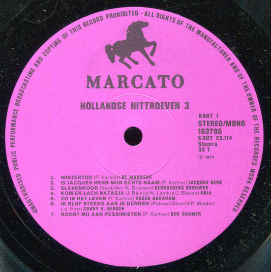 Various - Hollandse Hittroeven 3 (LP) Vinyl LP Vinyl Zeer Goed / Hoesje Goed "VINYLSINGLES.NL"