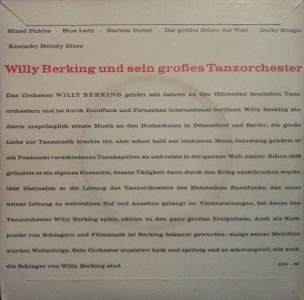 Willy Berking Und Sein Großes Tanzorchester - Willy Berking Und Sein Großes Tanzorchester Vinyl Singles Vinyl Very Good (VG) <br> Hoes Good Plus (G+)