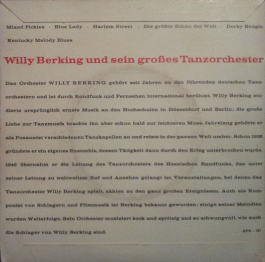 Willy Berking Und Sein Großes Tanzorchester - Willy Berking Und Sein Großes Tanzorchester Vinyl Singles Vinyl Zeer Goed / Hoesje Goed "VINYLSINGLES.NL"