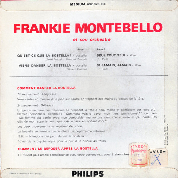 Frankie Montebello - Qu'est que La Bostella Vinyl Singles EP Vinyl Very Good (VG) <br> Hoes Good Plus (G+)