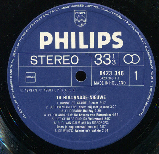 Various - 14 Hollandse Nieuwe (LP) Vinyl LP Vinyl Zeer Goed / Hoesje Goed "VINYLSINGLES.NL"