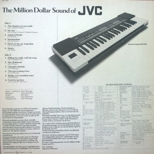 Frans Wieringa – The Million Dollar Sound Of Jvc (LP) Vinyl LP Vinyl Very Good (VG) <br> Hoes Good Plus (G+)