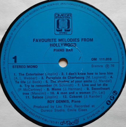 Roy Dennis - Favourite Melodies From Hollywood Piano Bar (LP)
