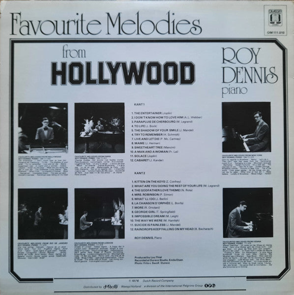 Roy Dennis - Favourite Melodies From Hollywood Piano Bar (LP) Vinyl LP Vinyl Very Good (VG) <br> Hoes Good Plus (G+)
