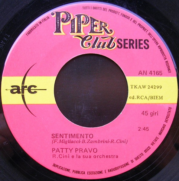 Patty Pravo - Gli Occhi Dell Amore Vinyl Singles