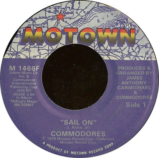 Commodores - Sail on 43417 Vinyl Singles Vinyl Zeer Goed / Hoesje Sticker "VINYLSINGLES.NL"