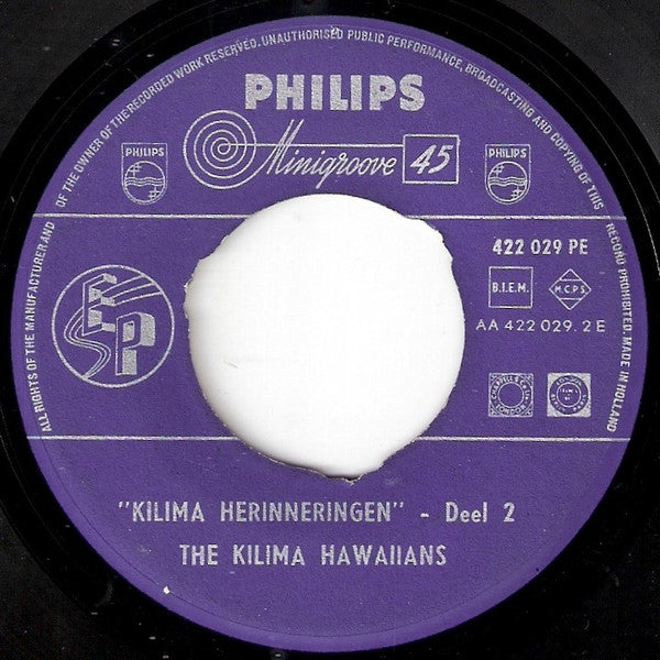 Kilima Hawaiians - Kilima Herineringen Vinyl Singles EP