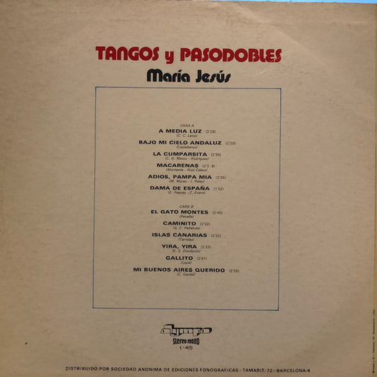 María Jesús - Tangos y Pasodobles (LP)