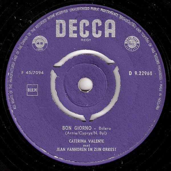 Caterina Valente - Sweetheart My Darling. Mijn Schat 05215 Vinyl Singles Vinyl Very Good (VG) <br> Hoes Generic