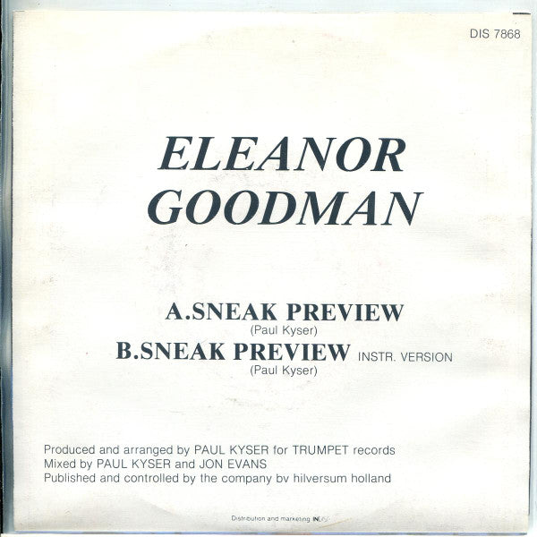 Eleanor Goodman - Sneak Preview Vinyl Singles Vinyl Very Good (VG) <br> Hoes Good Plus (G+)