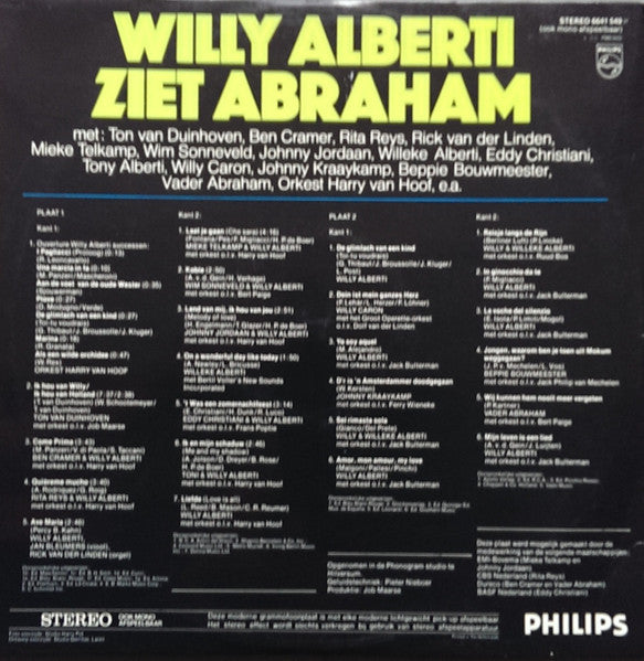 Willy Alberti - Ziet Abraham (LP) Vinyl LP Vinyl Very Good (VG) <br> Hoes Good Plus (G+)