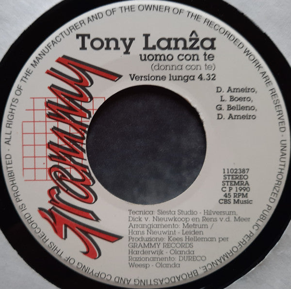 Tony Lanza - Uomo Con Te Vinyl Singles Vinyl Goed / Hoes Sticker