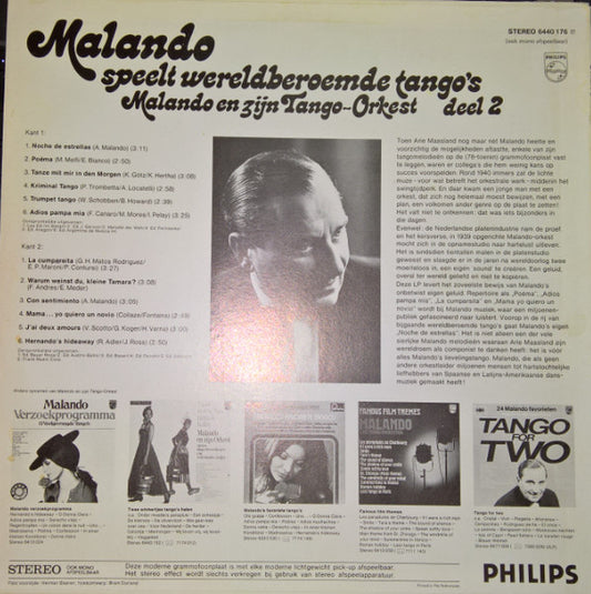 Malando En Zijn Tango Orkest - Malando Speelt Wereldberoemde Tango's Deel 2 (LP)