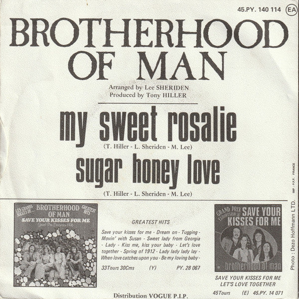 Brotherhood Of Man - My Sweet Rosalie Vinyl Singles Vinyl Very Good (VG) <br> Hoes Good Plus (G+)