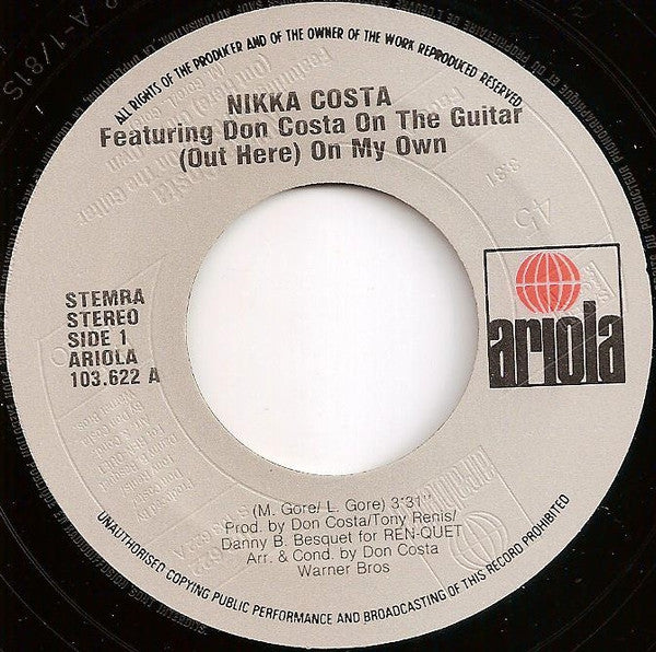 Nikka Costa Featuring Don Costa - (Out Here) On My Own 41804 Vinyl Singles