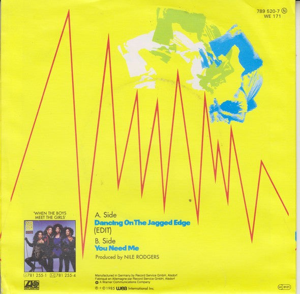 Sister Sledge - Dancing On The Jagged Edge Vinyl Singles Vinyl Very Good (VG) <br> Hoes Good Plus (G+)